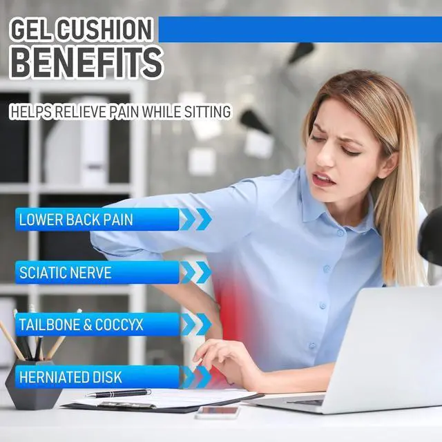 Alt view image 7 of 7 - Cooling Gel Seat Cushion, Thickened Big Breathable Honeycomb Design Absorbs Pressure Points Gel Cushion with Anti-Slip Cover Cooling Seat Cushion for Office Chair Home Car Seat Cushion for Wheelchair