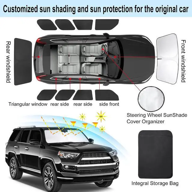 Alt view image 3 of 6 - Window Shades for Toyota 4Runner 2010-2024 Accessories Car Side Full Windows Rear Triangular Windshield Sun Shade Sun UV Rays & Privacy Protection for Camping,Napping,and Relaxing 8PCS