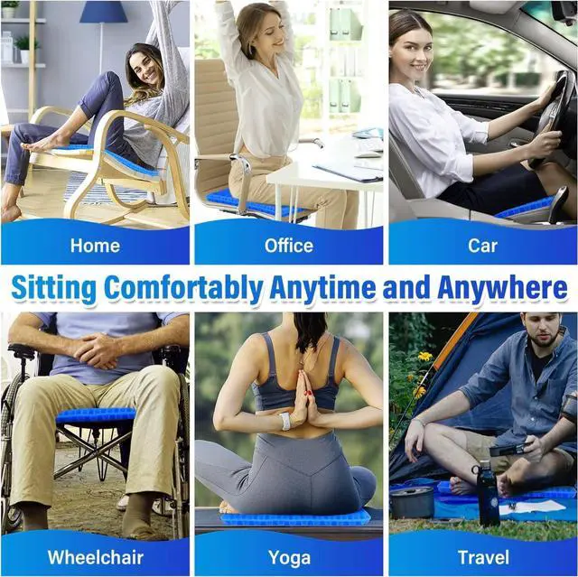 Alt view image 7 of 7 - 20" Gel Seat Cushion for Long Sitting Pressure Relief - Jumbo & Thick Gel Cushions for Office Chairs - Tailbone Pain Relief Cushion, Sciatica & Back Support, Wheelchair Cushions & Car Seat Cushion