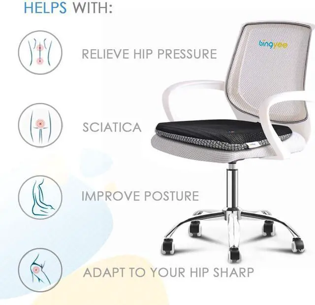 Alt view image 5 of 7 - Gel Seat Cushion 1.8 Inch Thick Seating Pad Orthopedic Chair Cushions for Pressure Relief Gel Pads for Office Chair, Car, Home, Wheelchair, Kayak Cushion, Stadium Cushion