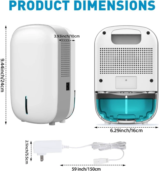 Alt view image 2 of 7 - Mini Dehumidifier for Small Spaces, Quiet with Auto Shut-Off & Power-Off Memory, for Bathroom, Basement & RV