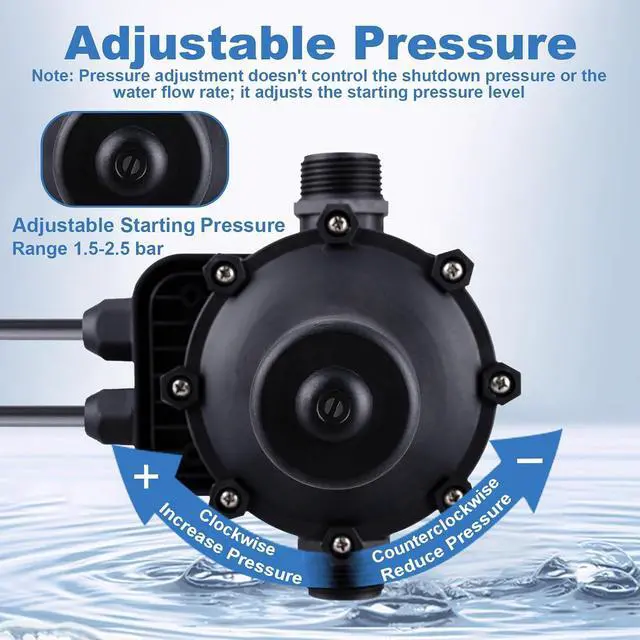 Alt view image 4 of 7 - Smart Water Pump Pressure Controller - Automatic Electronic Switch, Adjustable Pressure Range 1.5-2.5bar, Easy Plug-and-Play, 110-120V, Ideal for Various Pump Types