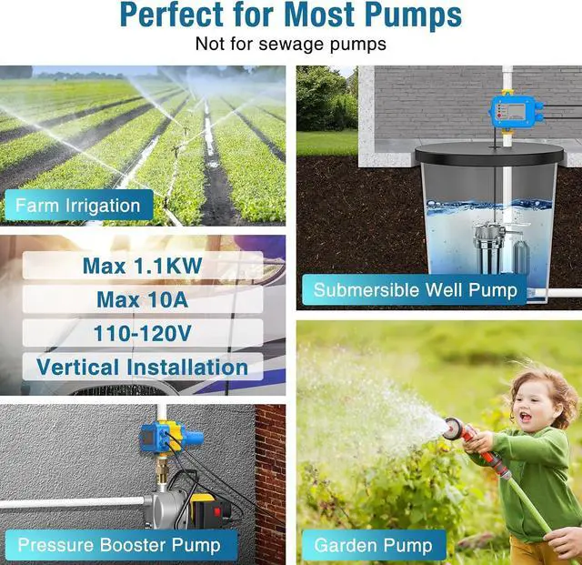 Alt view image 7 of 7 - Smart Pressure Switch with Gauge for Well Pump, 110V-120V Automatic