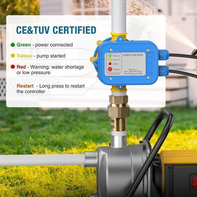 Alt view image 6 of 7 - Smart Pressure Switch with Gauge for Well Pump, 110V-120V Automatic