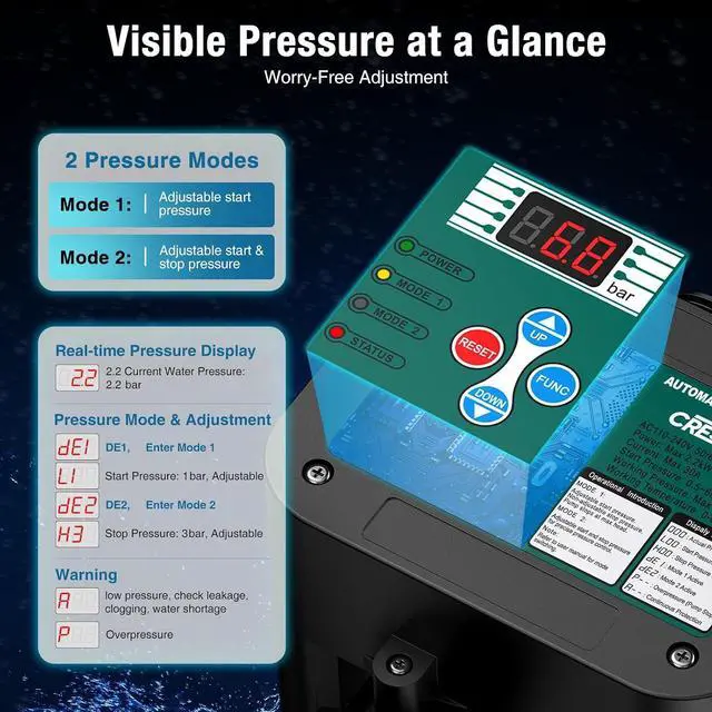 Alt view image 3 of 7 - Smart Adjustable Pressure Switch for Well Pump with Dry-Run Protection