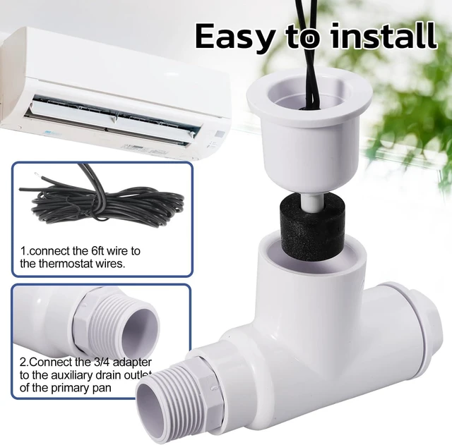 Alt view image 5 of 7 - SS1 Float Switch Condensate Overflow Switch with 3/4" Adaptor & 6FT Wire for HVAC Drain Pans (4PCS)