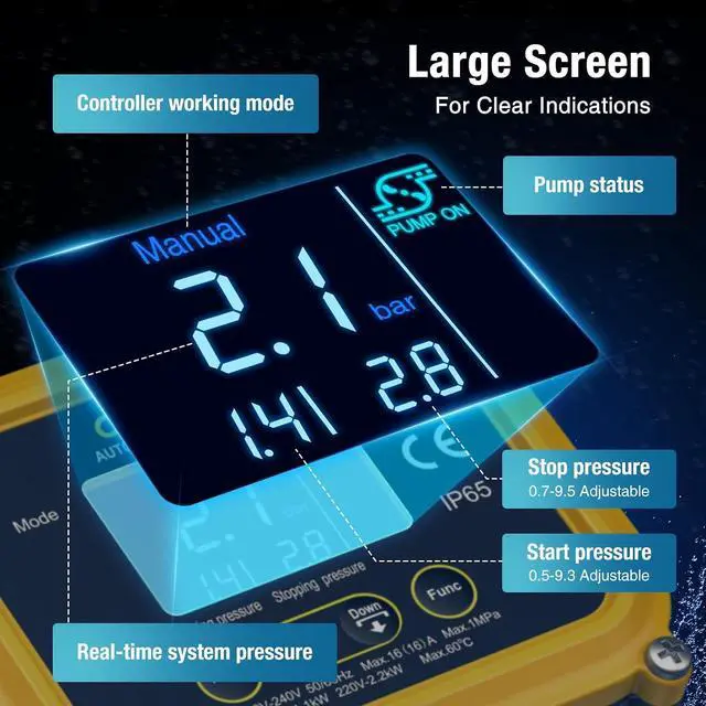 Alt view image 2 of 7 - Smart Adjustable Pressure Switch for Well Pump with Dry-Run Protection