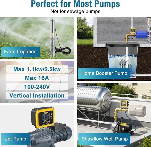 Alt view image 5 of 7 - Smart Adjustable Pressure Switch for Well Pump with Dry-Run Protection