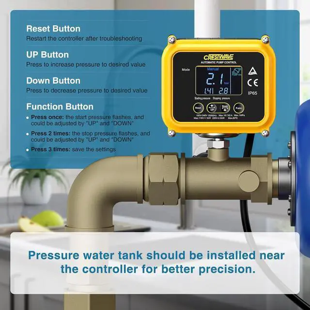 Alt view image 7 of 7 - Smart Adjustable Pressure Switch for Well Pump with Dry-Run Protection