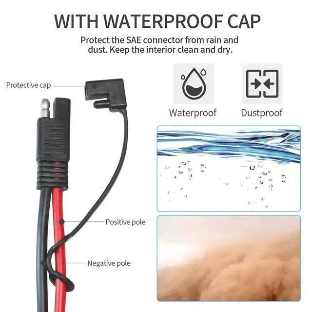 Alt view image 6 of 7 - SAE to Alligator Clip Cable 10AWG 20FT for Battery Charging