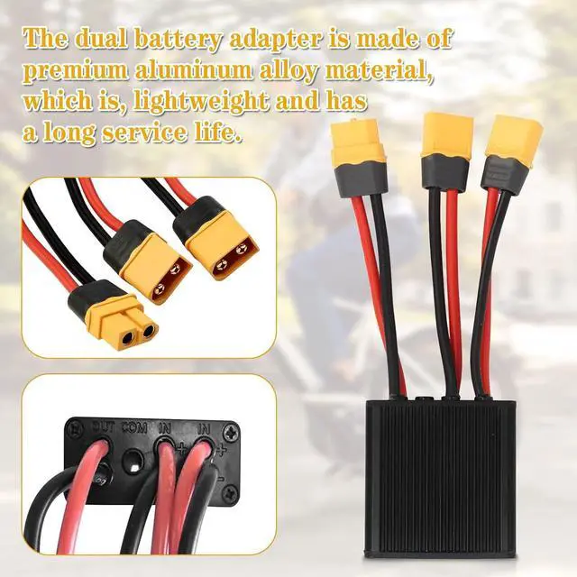 Alt view image 6 of 7 - Dual Battery Connector, 20V-72V DC E-Bike Dual Battery Discharge Converter XT60 Port Adapter Battery Capacity Double Battery Pack Switch Balancer (40A)