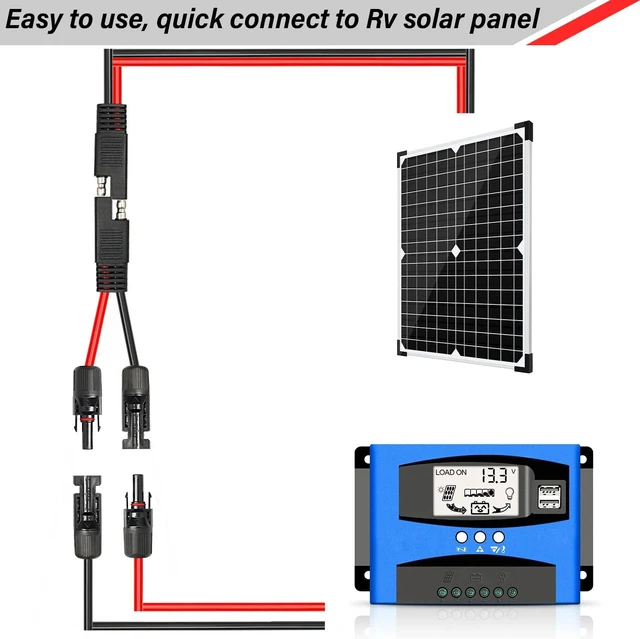 Alt view image 7 of 7 - Solar Panel to SAE Adapter Cable - 20FT 10AWG Solar Extension Cable for RV Solar Panel Caravan Battery Charger Kit with SAE Polarity Reverse Adapter