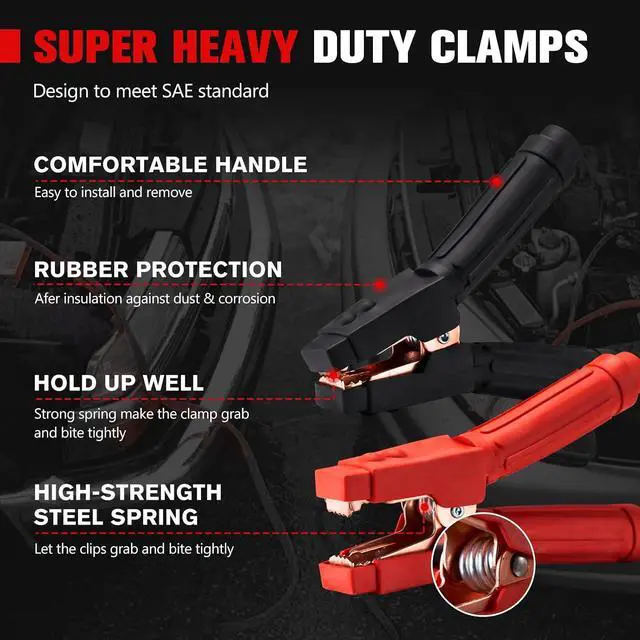 Alt view image 4 of 7 - 1 Gauge 30 FT Quick Connect Jumper Cables, 1000A Heavy Duty Booster Cables with Travel Bag, Heavy Duty Battery Jumper Cable for Truck, Diesel Trucks, SUV and Car
