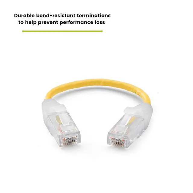 Alt view image 5 of 6 - TRUECABLE Cat6 Component Rated Patch Cable, Unshielded (U/UTP), 6in, Yellow, 28AWG Stranded Pure Copper, Snagless 10G High-Speed Ethernet Cable, PoE++ 4PPoE 100W, UL Listed, RoHS-3, 5 Pack