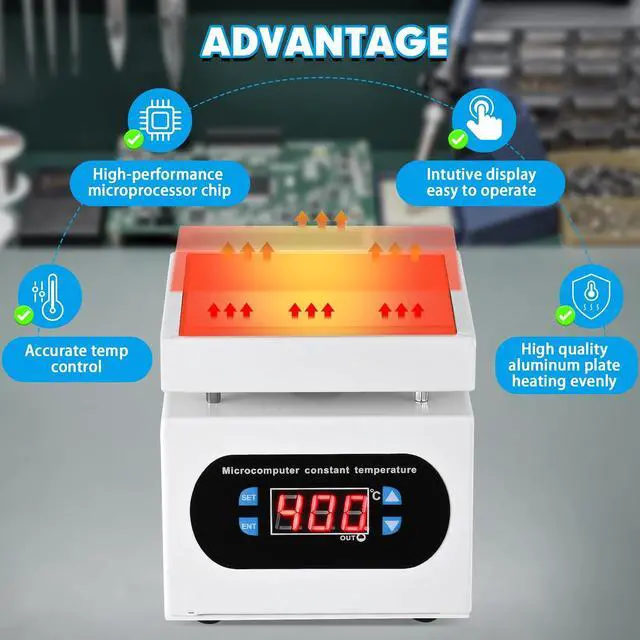 Alt view image 5 of 7 - 110V 350W Soldering Hot Plate LED Microcomputer Electric Preheat Soldering Station Welder Hot Plate Rework Heater Lab 100X100mm Plate