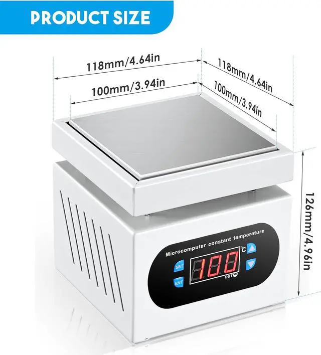 Alt view image 6 of 7 - 110V 350W Soldering Hot Plate LED Microcomputer Electric Preheat Soldering Station Welder Hot Plate Rework Heater Lab 100X100mm Plate