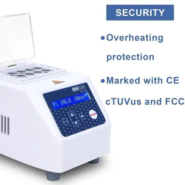 Alt view image 6 of 6 - Mini Dry Bath Incubator,15 x1.5ml Aluminium Heating Block, LCD Display, Timer Control,UP to 100C, 0.5C Accuracy,9 Programs in Memory, Rapid Calibration Function