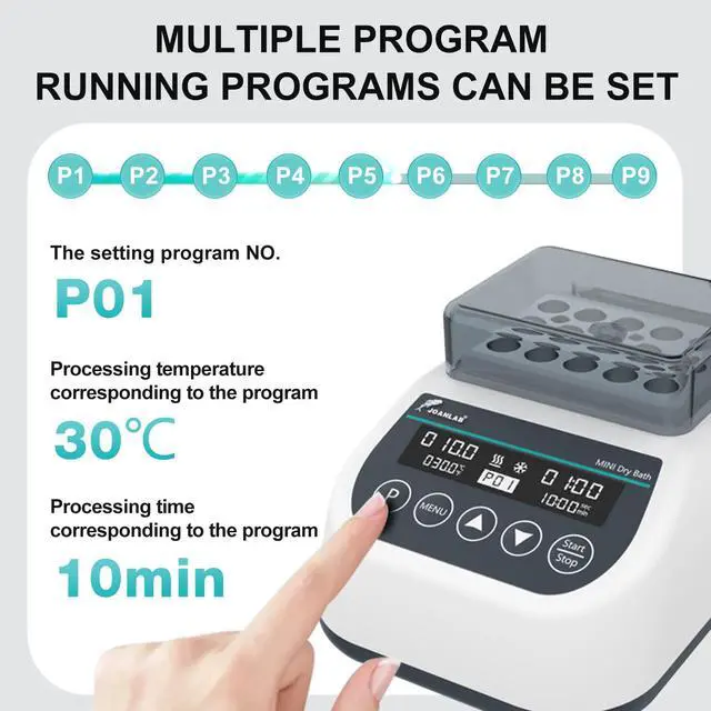 Alt view image 6 of 7 - Mini Lab Dry Bath Incubator Digital Laboratory Thermostatic Heater with 1.5ml x 15 Heating Block Programmable Timing Control (Single Heating Function)