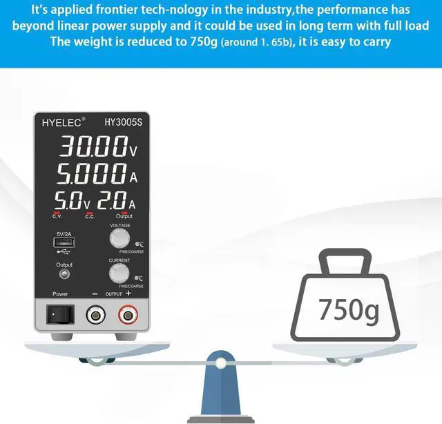 Alt view image 7 of 7 - DC Power Supply Variable 30V 5A, Adjustable Switching Regulated Power Supply with 4-Digit LED Display, Coarse and Fine Adjustments,5V2A USB Interface,110V Input Voltage