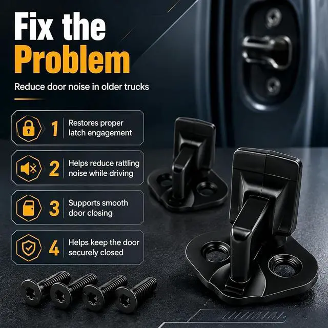 Alt view image 4 of 6 - Door Lock Striker Pair 9L3Z-1522008-A Front Left Right Door Latch Striker Pin Compatible with 2009-2014 Ford F-150 Replacement Door Lock Striker with Mounting Screws