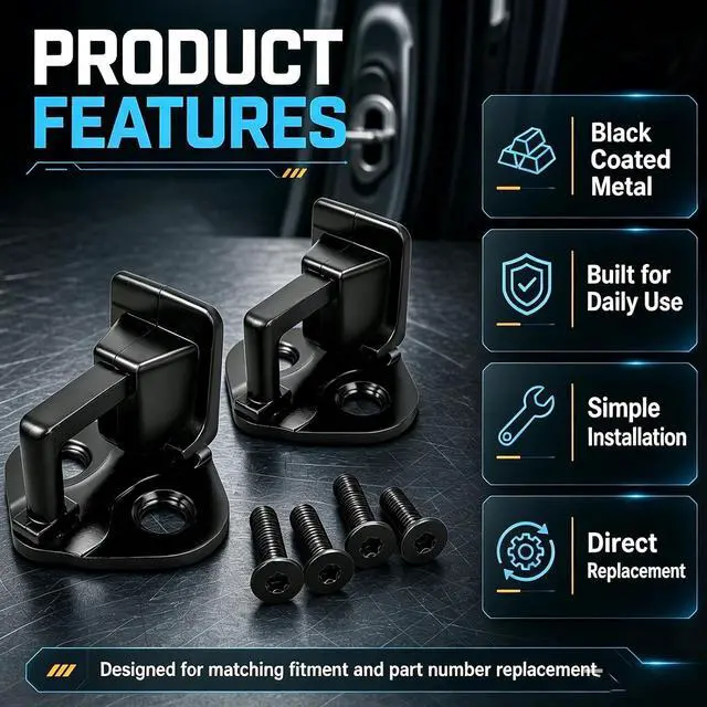 Alt view image 5 of 6 - Door Lock Striker Pair 9L3Z-1522008-A Front Left Right Door Latch Striker Pin Compatible with 2009-2014 Ford F-150 Replacement Door Lock Striker with Mounting Screws