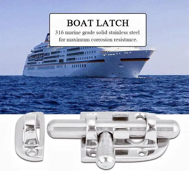 Alt view image 4 of 7 - 60/90/110mm Marine Boat Door Window Lock Latch Stainless Steel 316 Slide Barrel Bolt Clasp Sliding Hasp Locks Push Pull Toggle Buckle W/Friction pad (2PCS, 110mm)