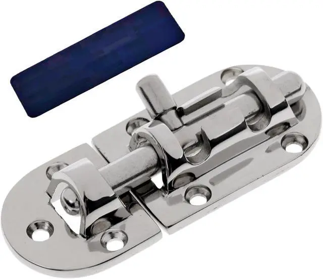 Alt view image 2 of 7 - 60/90/110mm Marine Boat Door Window Lock Latch Stainless Steel 316 Slide Barrel Bolt Clasp Sliding Hasp Locks Push Pull Toggle Buckle W/Friction pad (2PCS, 110mm)