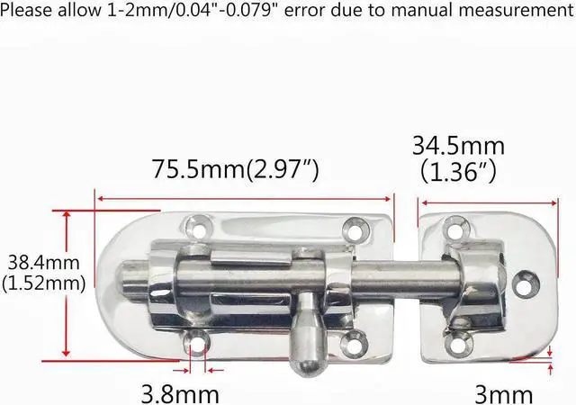 Alt view image 7 of 7 - 60/90/110mm Marine Boat Door Window Lock Latch Stainless Steel 316 Slide Barrel Bolt Clasp Sliding Hasp Locks Push Pull Toggle Buckle W/Friction pad (2PCS, 110mm)