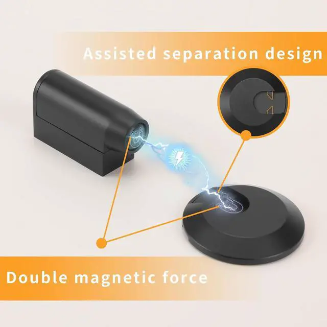Alt view image 3 of 6 - 3 Pack Magnetic Door Stopper, Retractable Magnet Floor Door Stop with 0.4 in (10mm) Extension Base, Adhesive Door Magnetic Catch, Door Holder for Gaps Up to 1.4 in (35mm), Black MB-3