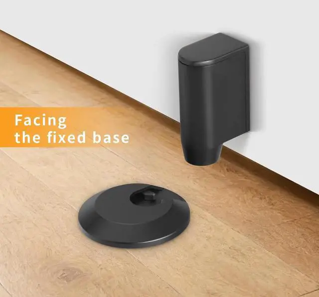 Alt view image 4 of 6 - 3 Pack Magnetic Door Stopper, Retractable Magnet Floor Door Stop with 0.4 in (10mm) Extension Base, Adhesive Door Magnetic Catch, Door Holder for Gaps Up to 1.4 in (35mm), Black MB-3