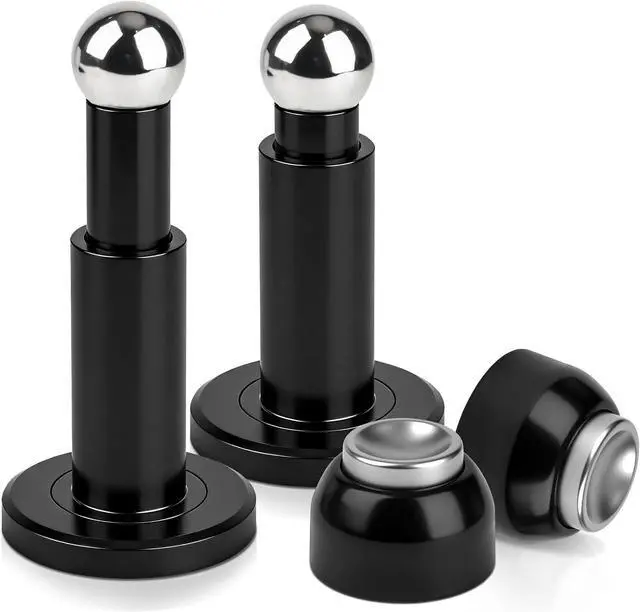 Main image of Magnetic Door Stop, 2 Pack Door Stoppers Magnetic Door Catch, Heavy Duty Adjustable Doorstops Wall Floor Black Magnet Door Holder, Stainless Steel