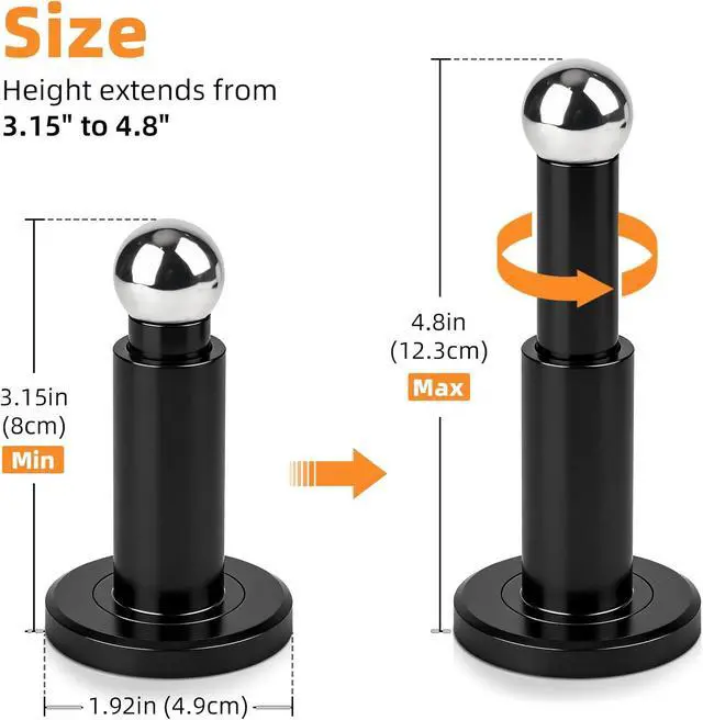 Alt view image 2 of 7 - Magnetic Door Stop, 2 Pack Door Stoppers Magnetic Door Catch, Heavy Duty Adjustable Doorstops Wall Floor Black Magnet Door Holder, Stainless Steel