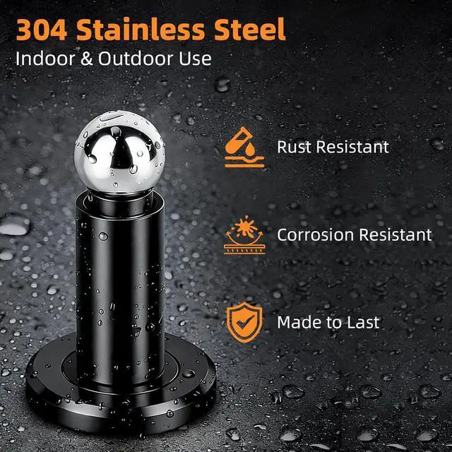 Alt view image 6 of 7 - Magnetic Door Stop, 2 Pack Door Stoppers Magnetic Door Catch, Heavy Duty Adjustable Doorstops Wall Floor Black Magnet Door Holder, Stainless Steel