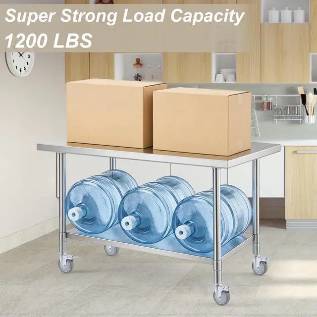 Alt view image 7 of 7 - 4 Inch Prep Table Caster Wheels Set, 4 Heavy Duty Expanding Stem Casters Fit 7/8", 1", 1-1/2", 1-5/8" Tube Leg with Brake for Stainless Steel Table, Cart, Furniture Legs, Kitchen Workbench