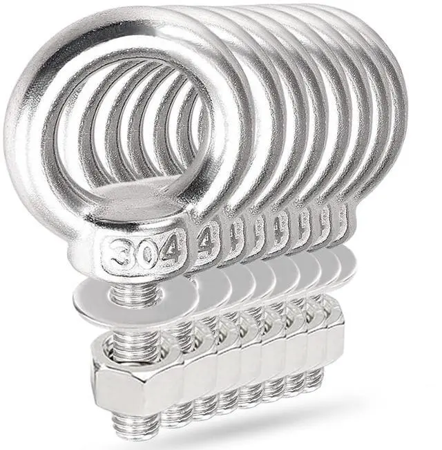 Main image of Lifting Shoulder Eye Bolts, Heavy Duty Screw Bolt 304 Stainless Steel Lifting Ring Threaded Eyebolts with Washers and Nuts for Indoor Outdoor