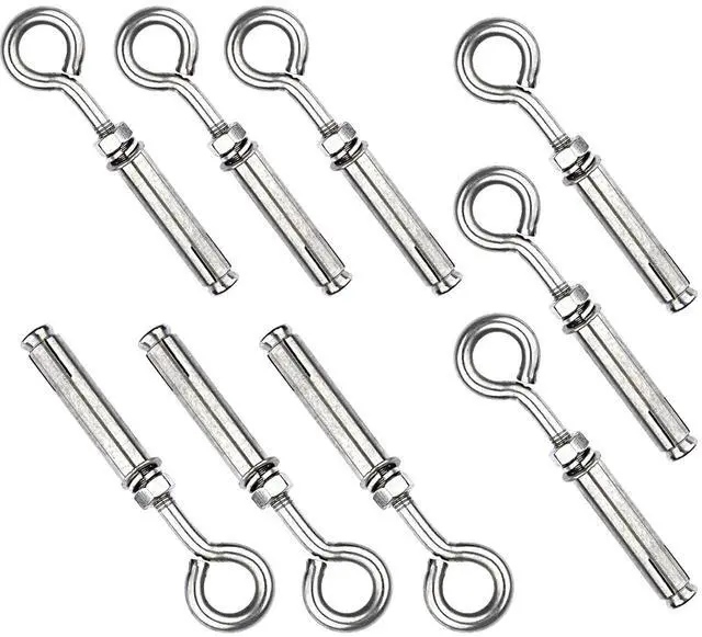 Main image of Shoulder Eye Bolts M10 Heavy Duty Shoulder Lag Eyebolts, Stainless Steel Expansion Screws Wall Concrete Anchors Fastener with Nut for Wall Ceiling Concrete Masonry, 10PCS