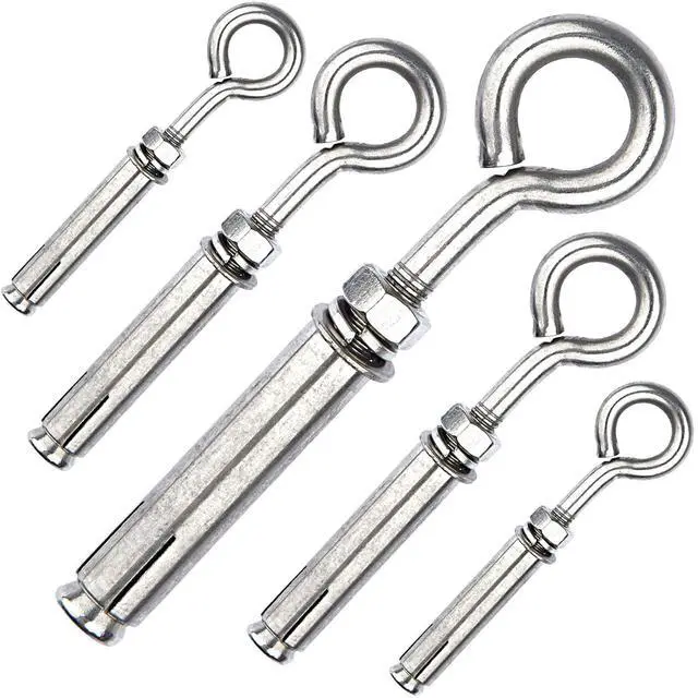 Alt view image 4 of 7 - Shoulder Eye Bolts M10 Heavy Duty Shoulder Lag Eyebolts, Stainless Steel Expansion Screws Wall Concrete Anchors Fastener with Nut for Wall Ceiling Concrete Masonry, 10PCS