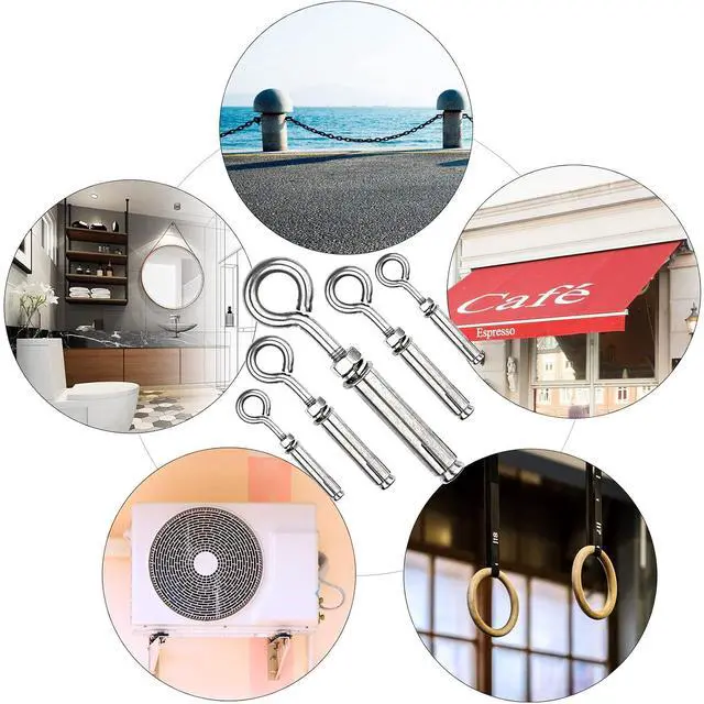 Alt view image 6 of 7 - Shoulder Eye Bolts M10 Heavy Duty Shoulder Lag Eyebolts, Stainless Steel Expansion Screws Wall Concrete Anchors Fastener with Nut for Wall Ceiling Concrete Masonry, 10PCS