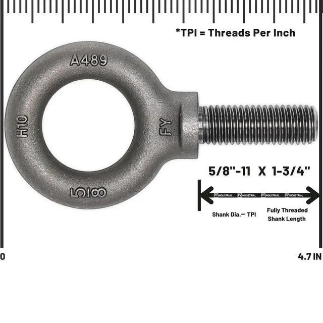 Alt view image 3 of 6 - 3 Pcs Lifting Shoulder Eye Bolts 5/8"-11 X 1-3/4"