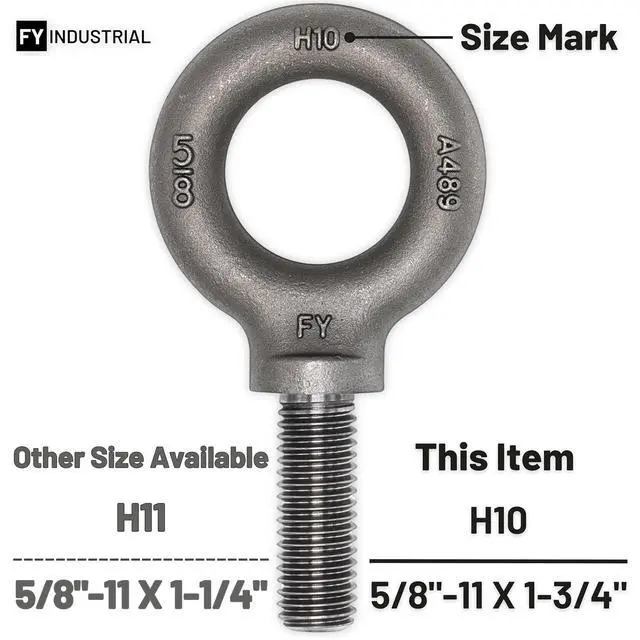 Alt view image 4 of 6 - 3 Pcs Lifting Shoulder Eye Bolts 5/8"-11 X 1-3/4"