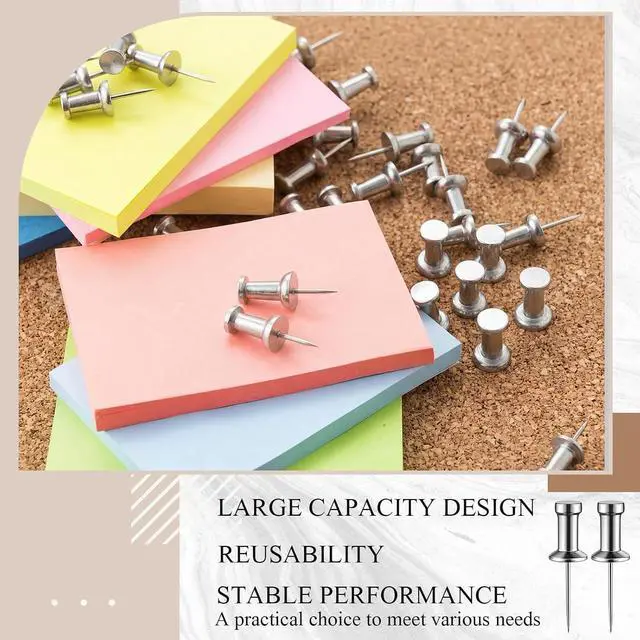 Alt view image 5 of 6 - 300 Pcs Aluminum Head Push Pins with 5/8" Steel Solid Metal Thumb Tacks Silver Push Pins for Wall Office Study Bulletin Boards Hanging Posters Marked Maps Fixed Objects Decoration