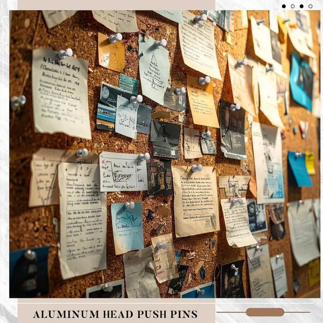 Alt view image 6 of 6 - 300 Pcs Aluminum Head Push Pins with 5/8" Steel Solid Metal Thumb Tacks Silver Push Pins for Wall Office Study Bulletin Boards Hanging Posters Marked Maps Fixed Objects Decoration