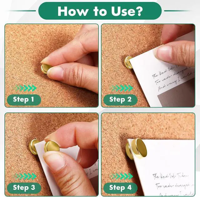 Alt view image 3 of 7 - 60 Sets of Gold Magnetic Push Pins, Flat Poster Hanger, Cute Push Pins for Corkboard,Thumb Tacks for Wall Hangings, Decorative Pushpins for Bulletin Board