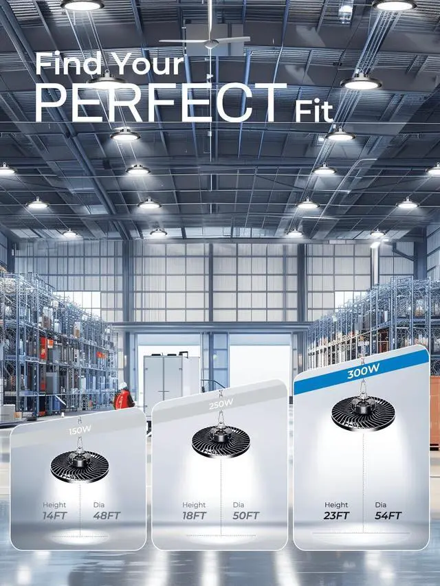 Alt view image 6 of 6 - Industrial-grade Super Bright 300W 45000LM UFO Led High Bay Light For Shop | 5000K High Bay Led Shop Lights with 5ft Cable| Shop&Garage Lighting Lights for Factory Workshop Warehouse Garage Barn