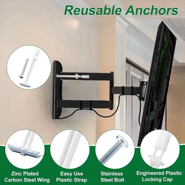Alt view image 5 of 7 - Drywall Anchor with Included Bolts for 1/4-20 Fastener Size, Wall Anchors Drywall Heavy Duty for TV Mounting, Hollow-Wall Anchors Screws Kit Holds Up to 270 Pounds Each in 1/2-in Drywall-100 Pack