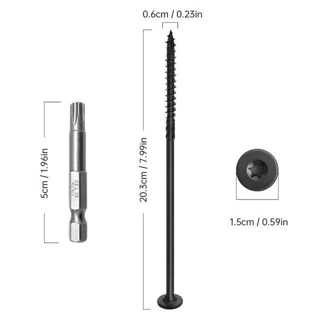 Alt view image 2 of 6 - 8 Inch Wood Screws 150Pcs, Heavy Duty Deck Screws with T30 Star Drive Structural Screws for Timber/Log/Landscaping Wood (#14 x 8)