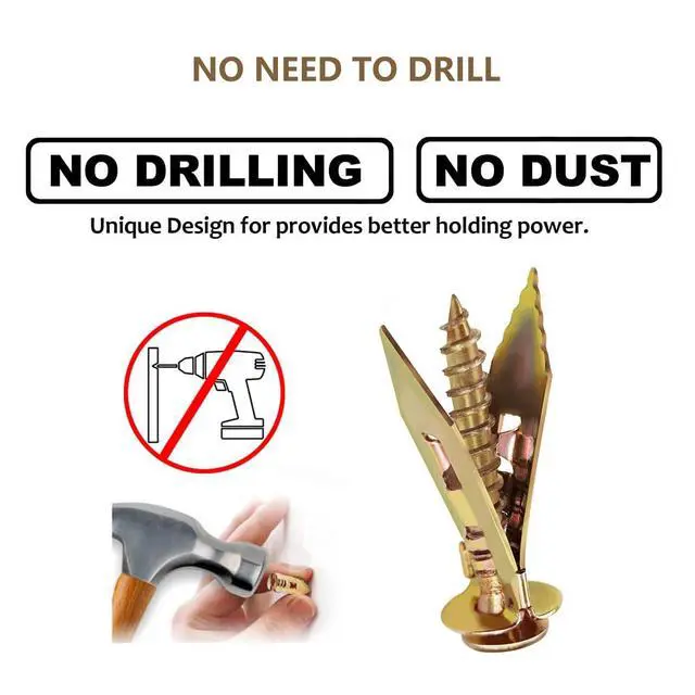 Alt view image 5 of 7 - Self-Drilling Drywall Anchors,Heavy Duty Drywall Anchors and Screws kit,Door Hinge Repair Tool,Dry Wall Anchors for Fixing Wall Decor, Furniture,Statues,Photo Frames (1.57IN,100Pcs)