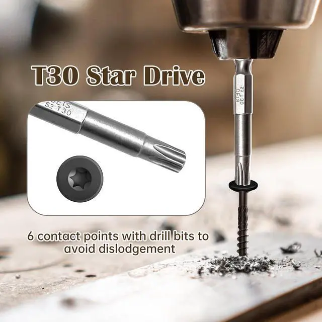 Alt view image 4 of 6 - 8 Inch Wood Screws 150Pcs, Heavy Duty Deck Screws with T30 Star Drive Structural Screws for Timber/Log/Landscaping Wood (#14 x 8)