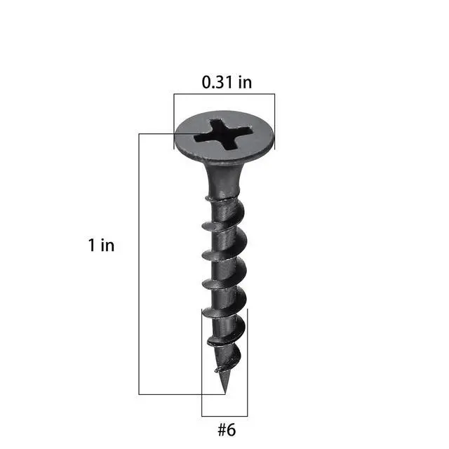 Alt view image 7 of 7 - (15 pounds 4905 pcs)#6X1 Black Fastener Drywall Screws-Phillips with coarse Threaded tip, Black, Suitable for Drywall Slate, Wood, etc.