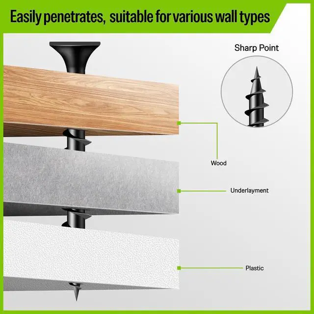 Alt view image 5 of 7 - Collated Drywall Screws, #6 x 1-1/4" Coarse Thread Wood Screws for Drywall Screw Gun, Phosphate Finish Black Screws for Drywall to Wood (1,000 Counts)
